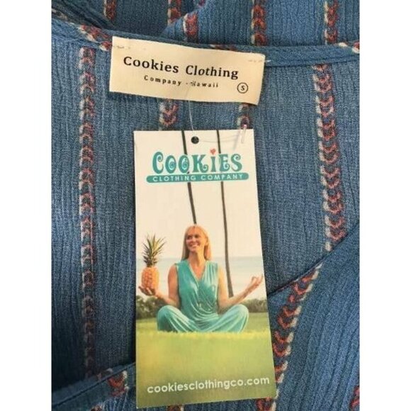 Cookies Clothing Top Small Blue Stripe Women New - Picture 9 of 9